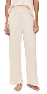 Z Supply Dawn Smocked Rib Pants Light Oatmeal Heather XL