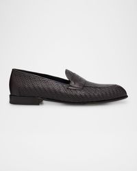 Men's Woven Napa Leather Penny Loafers