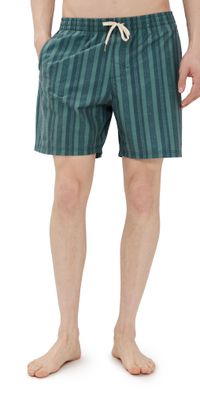 Rhythm Paisley Stripe Beach Shorts 6 Vintage Green 30