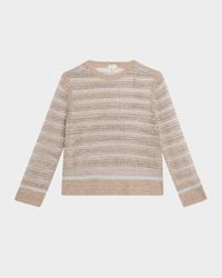 Crewneck Textured Lace & Ottoman Stitch Sweater