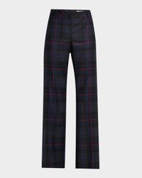 Plaid Wool Wide-Leg Pants