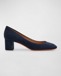 50mm Suede Block-Heel Pumps