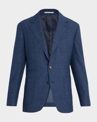 Men's Glen Plaid Single-Breasted Suit Jacket