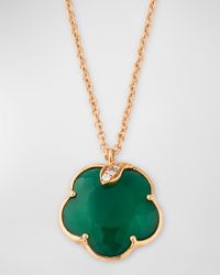 Petit Joli 18K Red Gold Necklace with Diamonds and Green Agate