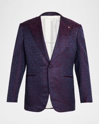 Men's Silk and Wool Jacquard Single-Breasted Sport Coat