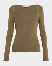 Lylia Ribbed Wavy U-Ring Top