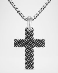 Men's Chevron Cross Enhancer in Silver with Diamonds, 36mm