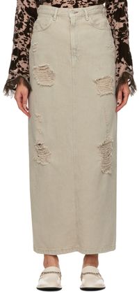 Acne Studios Gray Distressed Denim Maxi Skirt