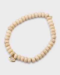 Diamond Marquise Eye Charm & Cream Jasper Bead Bracelet