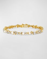 14K Gold, Diamond and Pearl Cocktail Tennis Bracelet