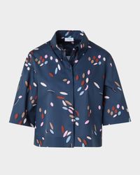 Dropping Dots Print Cotton Batiste Boxy Blouse