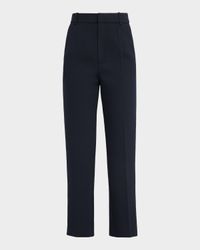 Wool Twill Straight-Leg Ankle Pants
