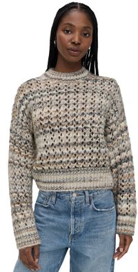 Madewell Striped Ribbed-Sleeve Sweater Sandstone Spacedye/Roadmap Str L