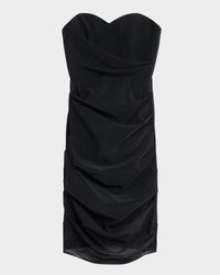 Strapless Tucked Power Mesh Dress