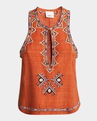 Zahara Beaded Silk Tank Top