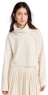 Les Tien Coreena Cropped Cowl Neck Top Ivory S