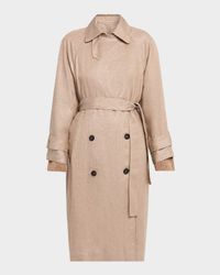 Metallic Linen Belted Trench Coat