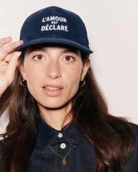 Emoi Emoi - La casquette l'amour est déclaré en velours - Taille Unique - Bleu