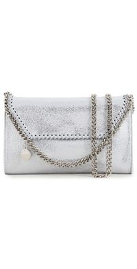 Stella McCartney Mini Crossbody Eco Shiny Dotted Chamois with Palladium Color Wallet on Chain Silver One Size