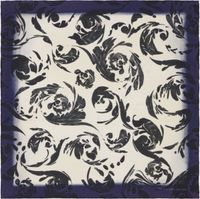 Dries Van Noten Off-White & Navy Silk Pocket Square