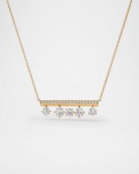 18K Yellow Gold Barre Floating Diamond Pave Pendant Necklace