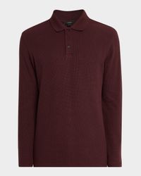 Men's Long-Sleeve Textured Polo Shirt