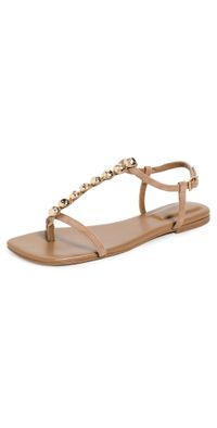SIMKHAI Amaya Suede Thong Flat Sandals Camel 35