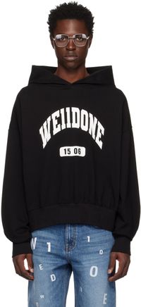 We11done Black Printed Hoodie