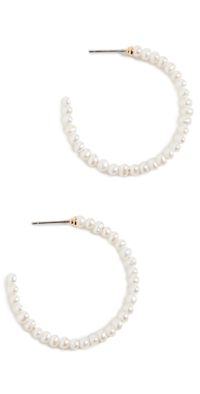 Lele Sadoughi Freshwater Pearl Medium Hoops Pearl One Size