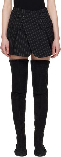 sacai Black Wool Silk Suiting Skort