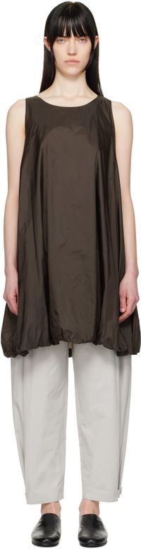 AMOMENTO Brown Nylon Volume Minidress