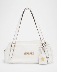 Versace Tag Zip Leather Shoulder Bag