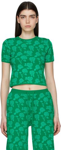 Pushbutton Green Polyester T-Shirt