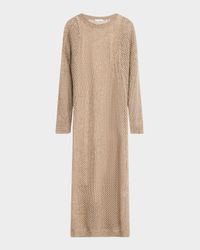 Mohair Diamante Pailette Open-Knit Maxi Sweater Dress