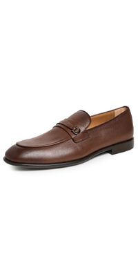 FERRAGAMO Desio Leather Loafers Cocoa Brown 8.5E