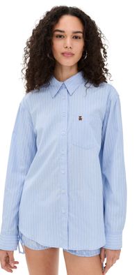 GUIZIO Oona Button Down Shirt Blue/White L