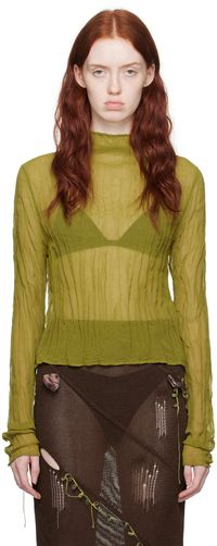 Acne Studios Green Crinkled Blouse
