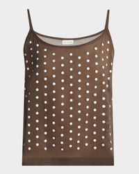 Calipso Polka-Dot Printed Sheer Cami Top