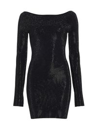 Women's Beaded Hotfit Minidress - Black - Size Large