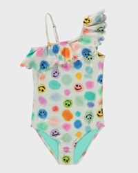 Girl's Net Polka Dot-Print One-Piece Swimsuit, Size 3-6