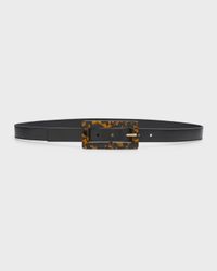 Smooth Leather Belt With Rectangular Buckle