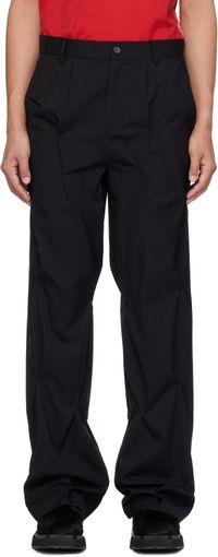 KUSIKOHC Pantalon façon tailleur noir à œillets