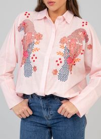 An'ge - Chemise ample à broderies - Taille M - Rose
