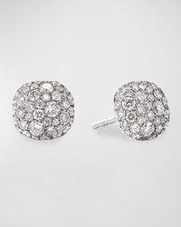 18k White Gold Diamond Small Cushion Stud Earrings