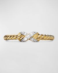 Petite X Ring with Diamonds in 18k Yellow Gold
