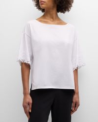 Bliss Harmony Lace-Trim Elbow-Sleeve T-Shirt
