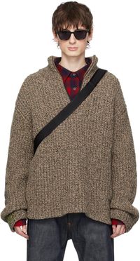 Maison Margiela Brown Half-Zip Sweater