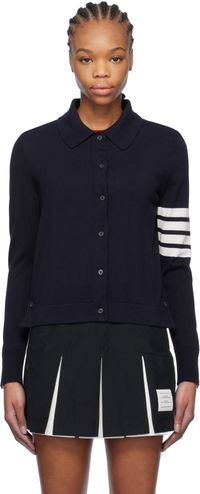 Thom Browne Cardigan bleu marine en coton à quatre rayures