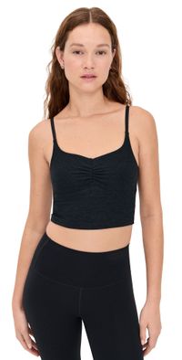 Beyond Yoga Spacedye Raise The Barre Shirred Cropped Tank Darkest Night L