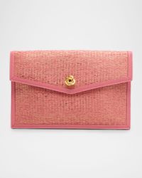 Brick Knot-Embellished Wicker Clutch Bag